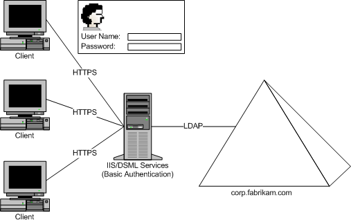 dsml services for windows virtual directory set to basic authentication