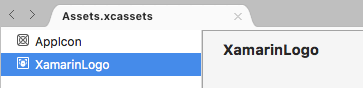 Visual Studio for Mac での名前が変更されたイメージ セットのスクリーンショット