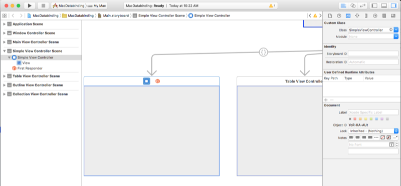 SimpleViewController という名前のクラスを使用して新しいビュー コントローラーを追加。