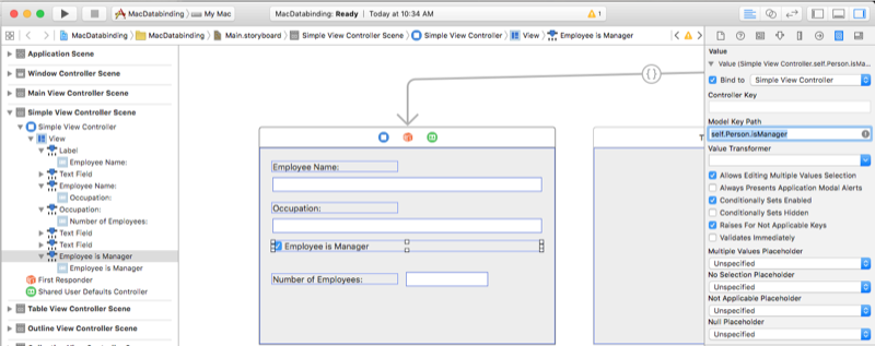 キー パスに self dot Person dot isManager と入力します。