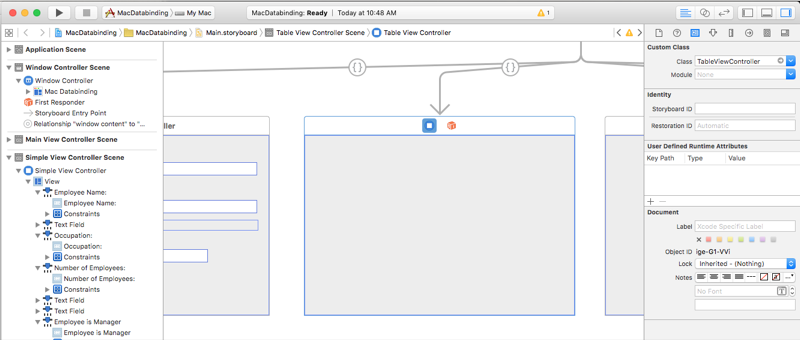 TableViewController という名前のクラスを持つ新しいビュー コントローラーを追加する。