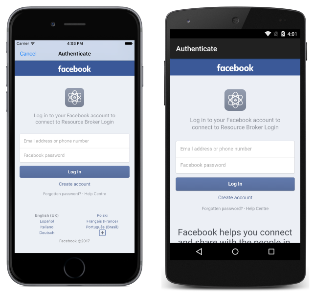 Facebook SDK によるログイン