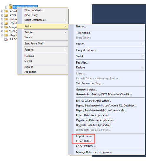 スタート ウィザード SSMS のスクリーンショット。