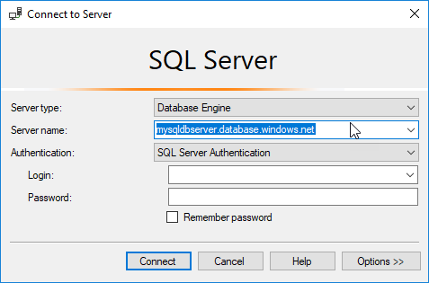 SSMS を使用してサーバーに接続する