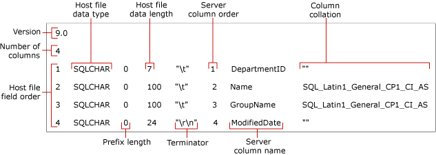 xml 以外のフォーマット ファイルのフィールドを指定します。