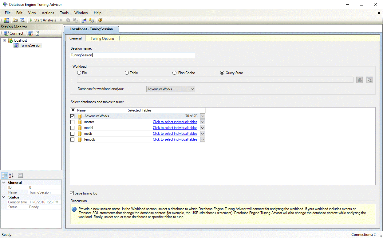 クエリ ストアからの DTA ワークロード