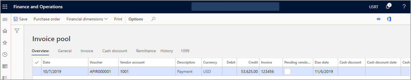 Dynamics 365 Finance の [請求管理グループ] ページのスクリーンショット。