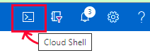 タスク バーの Cloud Shell アイコンのスクリーンショット。