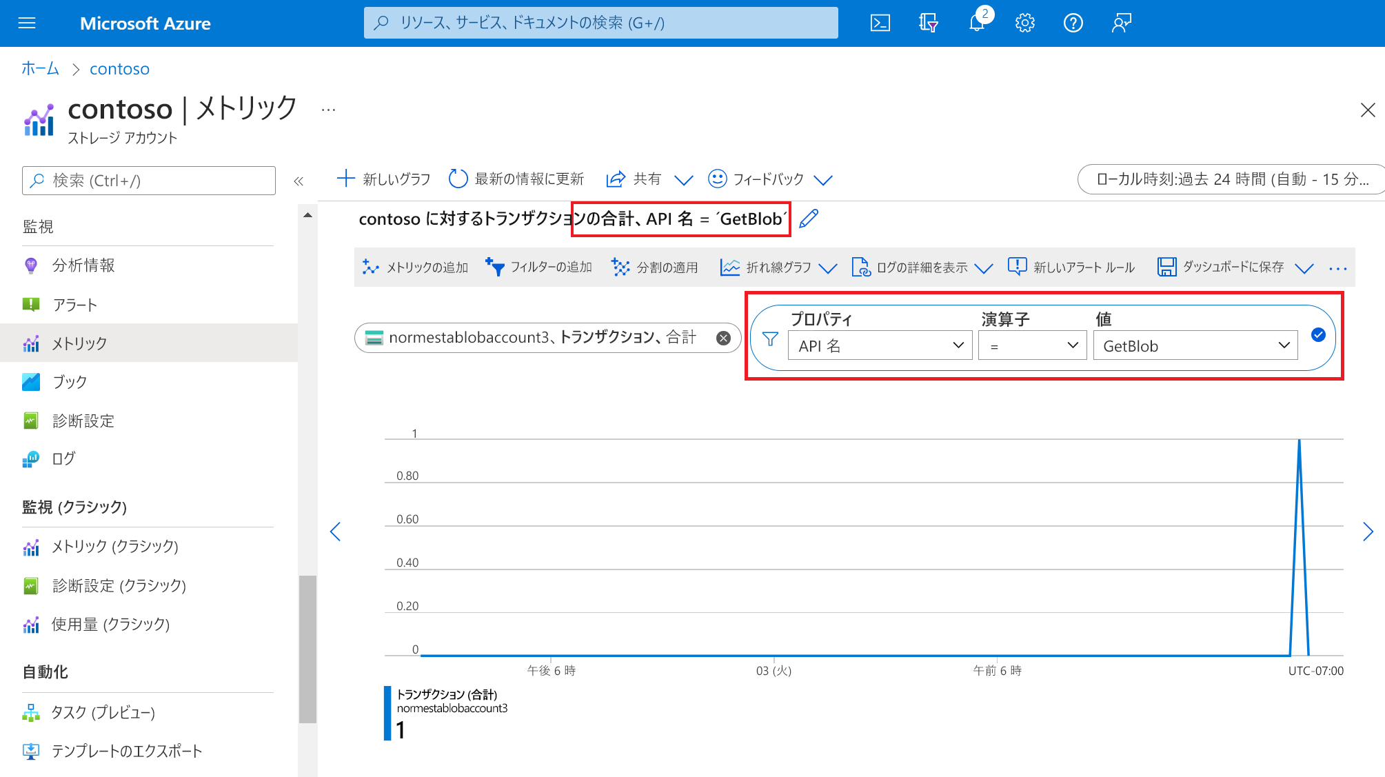 Screenshot that shows applying a dimension in Metrics Explorer.