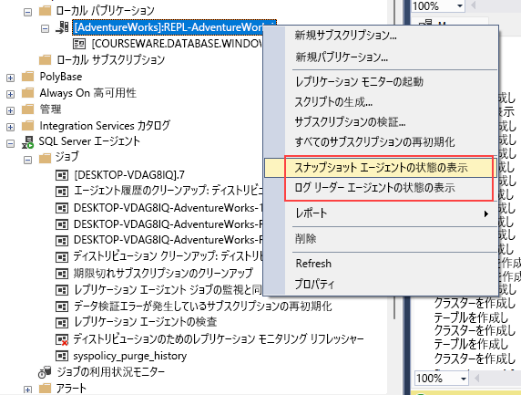 スナップショット エージェントの起動方法を示すスクリーンショット。