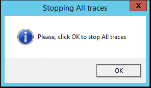 [すべてのトレースの停止] ウィンドウのスクリーンショット。