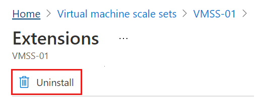 アンインストール ボタンが強調表示されている [拡張機能] ブレードのスクリーンショット