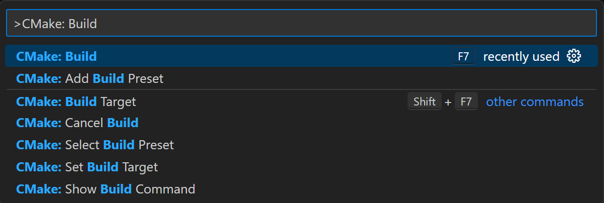 Visual Studio Code の CMake ビルド コマンド