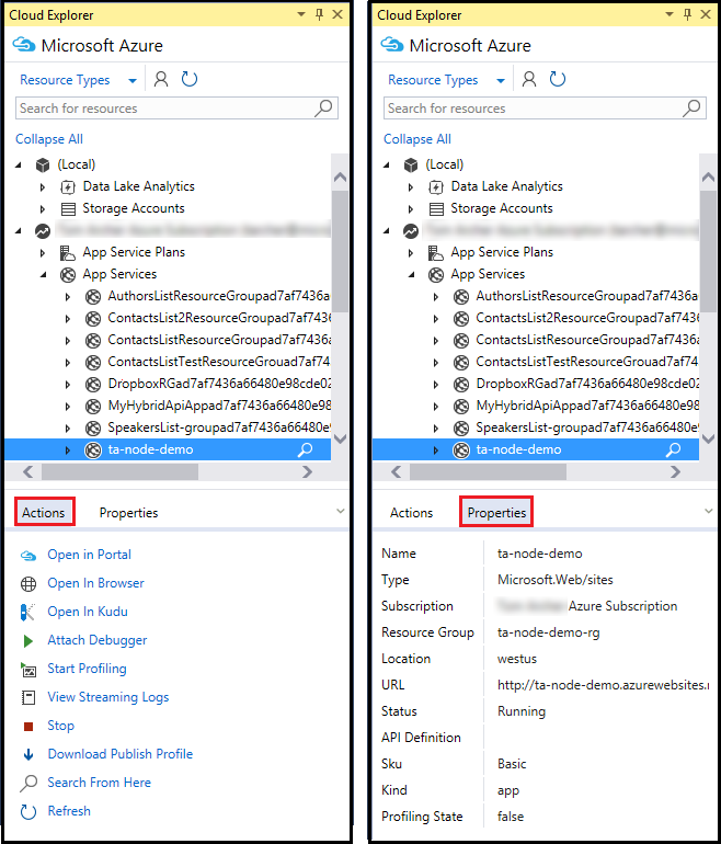 Cloud Explorer のスクリーンショット