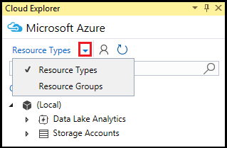 Cloud Explorer のドロップダウン リストで目的のリソース ビューを選択する