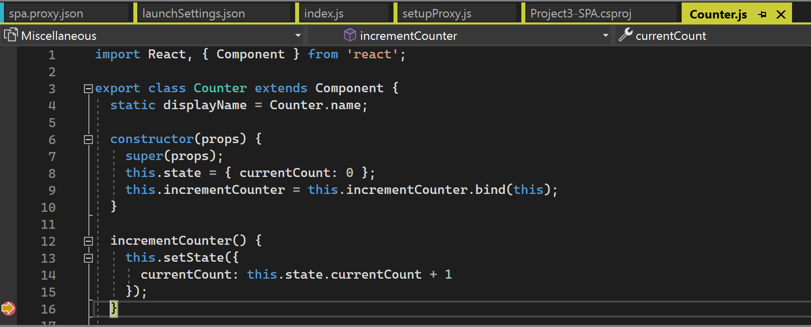 クライアント側の JavaScript のデバッグを示すスクリーンショット。