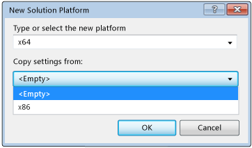 Screenshot of New solution platform dialog box.