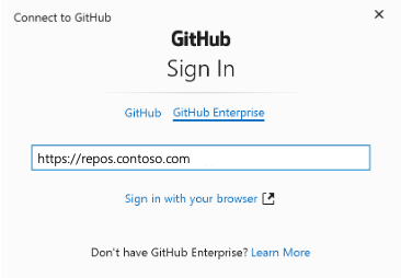 GitHub Enterprise でのサインインを示すスクリーンショット。