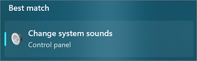 Windows 11 の [システムが出す音の変更] 検索結果のスクリーンショット。