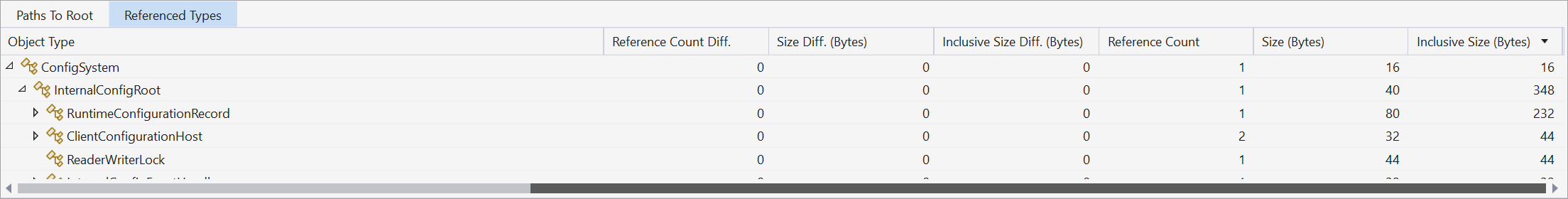 Referenced Types in a diff report