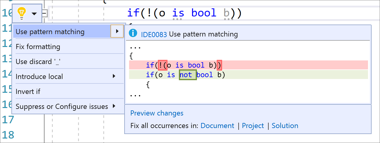 リファクタリングでの C# 9 not パターン マッチング構文の導入