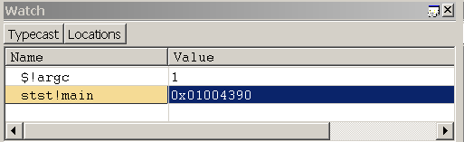 Screenshot of the Watch window in WinDbg.