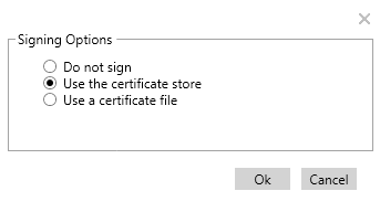 [署名オプション] ダイアログのスクリーンショット。