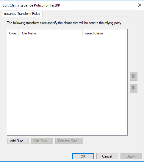 Screenshot that shows where to select Add Rule when you create a rule to send LDAP attributes as claims for a Relying Party Trust in Windows Server 2016.