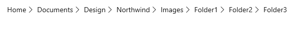 ノードを含むパンくずリスト: Home、Documents、Design、Northwind、Images、Folder1、Folder2、Folder3。