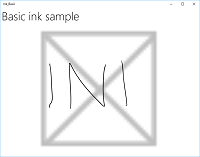 1 ストロークが消去された InkCanvas のスクリーンショット。