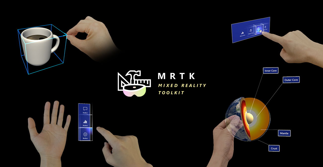 Mixed Reality Toolkit の機能の一部を示すインフォグラフィック。