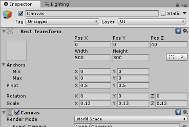 キャンバスの [Rect Transform]\(四角形の変換\) を更新する。