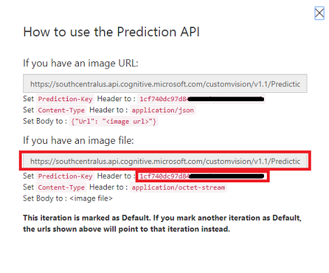 URL と Prediction-Key をコピーして貼り付ける