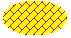 背景の色に対して斜めのレンガのパターンで塗りつぶされた楕円の図 