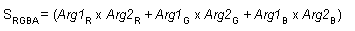 ドット積 3 演算の数式 (s(rgba) = arg1(r) x arg2(r) + arg1(g) x arg2(g) + arg1(b) x arg2(b))