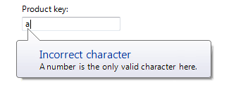 プロダクト キー テキスト ボックスのスクリーン ショット