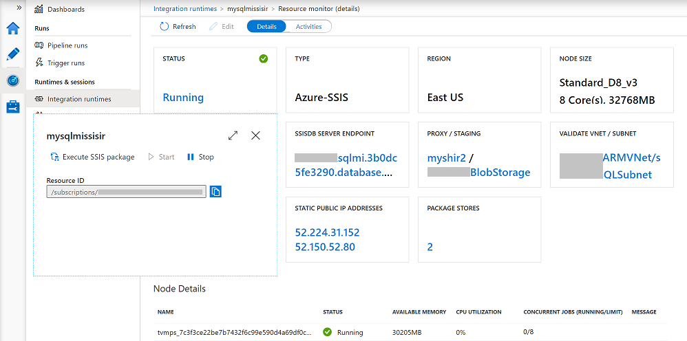 Azure-SSIS IR - STATUS 타일 모니터링