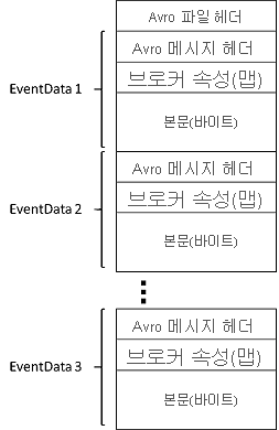 Azure Event Hubs에서 캡처한 Avro 파일의 스키마를 보여 주는 이미지