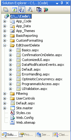 데이터 수정 관련 자습서에 대한 ASP.NET 페이지 추가