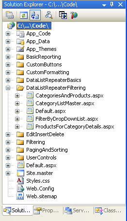 DataListRepeaterFiltering 폴더 만들기 및 자습서 ASP.NET 페이지 추가