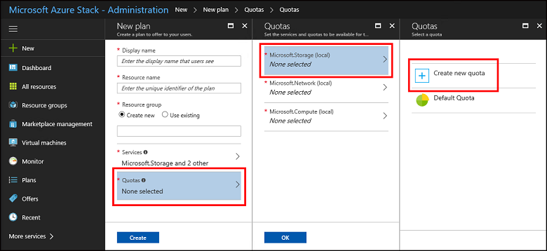 Azure Stack Hub에서 새 계획에 대한 할당량 지정