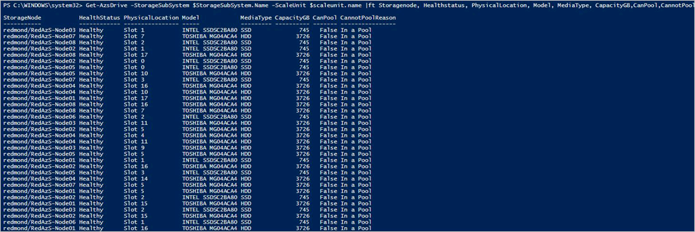 Azure Stack Hub의 물리적 디스크를 Powershell로 대체