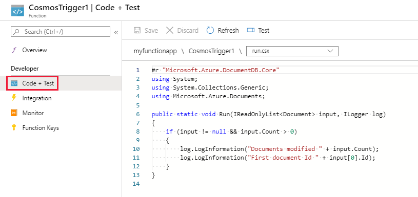 C#의 Azure Cosmos DB 함수 템플릿