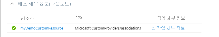 Screenshot of the Azure portal displaying the successful deployment of the new associations resource.