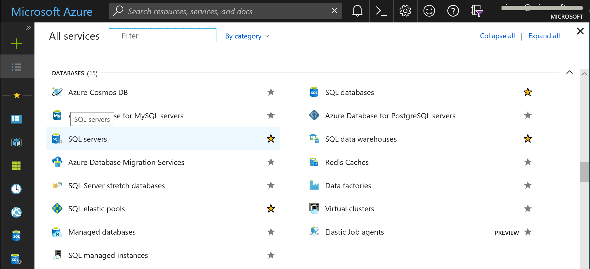 포털에서 Azure SQL Database 서버를 찾습니다.