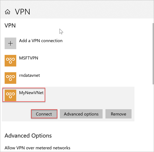 Windows VPN 연결 스크린의 스크린샷