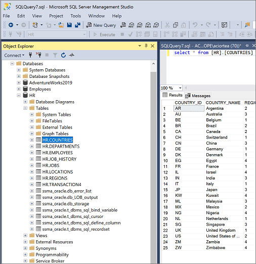 SSMA의 SQL Server 인스턴스를 보여주는 스크린샷