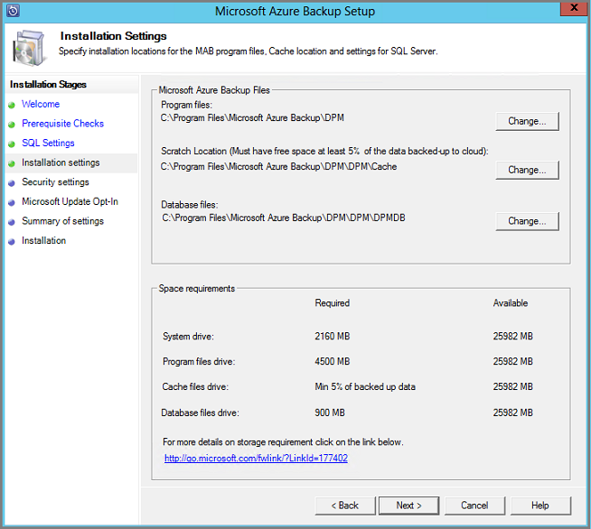 SQL Server 설정을 보여 주는 스크린샷.