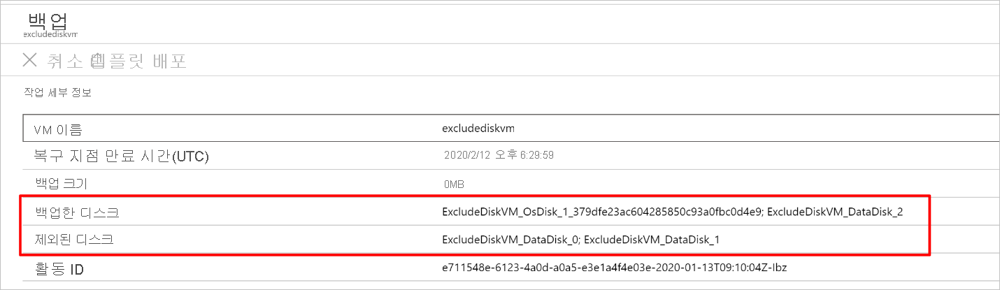 View included and excluded disks from job details pane