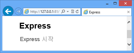 welcome to express가 들어 있는 웹 페이지